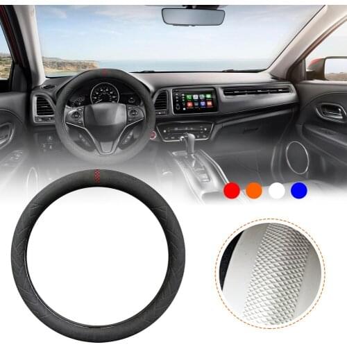 SALE 38CM Suede Cow Leather Car Steering Wheel Cover Hollow Pattern For BMW E90 F01 F06 F10 F15 F16 F20 F21 F25 F26 F30 F32 F82