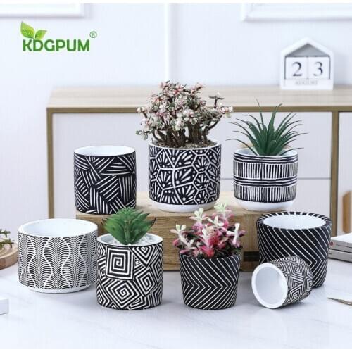 Modern Handmade Cement Vase European-style Simple Fleshy Potted Green Plant Flowerpot Nordic Desktop Home Decoration Ornaments