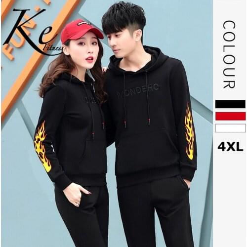 KE 2021 new couple sports suit mens spring and autumn long-sleeved sportswear womens casual hooded sweater suit men