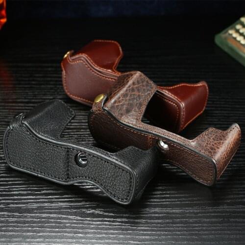 Handmade EM10 II Camera Bag Genuine Real Leather Half Camera Case Bag Cover for Olympus OMD EM10 II EM10