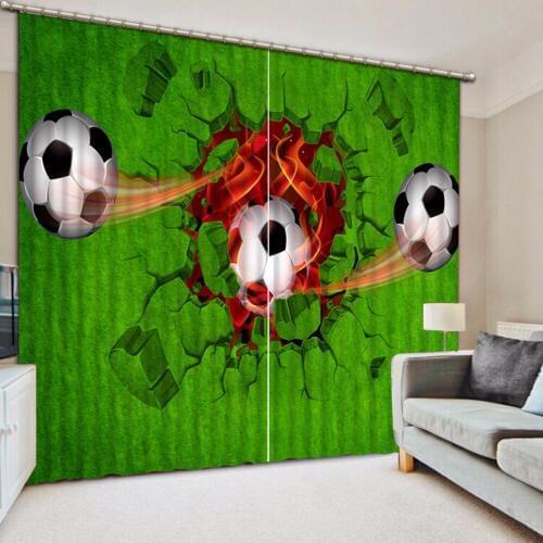 3D Curtain Photo Customize Size Green Background Football Curtain Bedroom Living Room Office Cortinas Breakdown Bathroom Shower