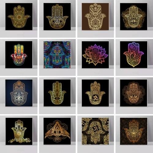 Golden Hamsa Hand of Fatima Vector Posters and Prints on The Wall Art Canvas Painting Religion Cuadros Pictures Room Home Decor