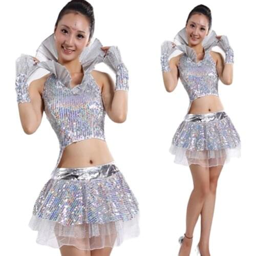 Stage Sequins Skirts Modern Dance Dress Costume Drum La-la-la Operating Performance Dance Dress
