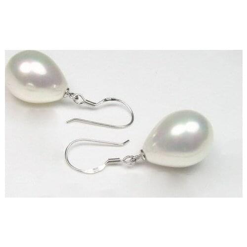 Jewelry 12*15m White Sea Shell Pearl Earring Noblest ladys gift fine Wholesale Hook shipping free