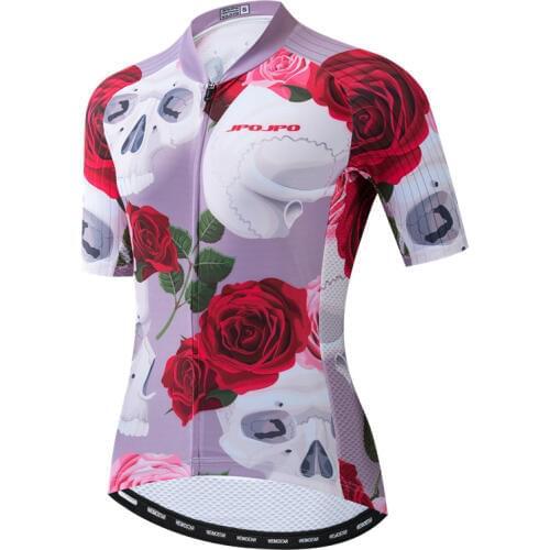 JPOJPO 2019 Womens Skull Cycling Jersey Pro Team Bicycle Cycling Clothing Top Quality Racing Sport MTB Bike Jersey Shirt Ropa