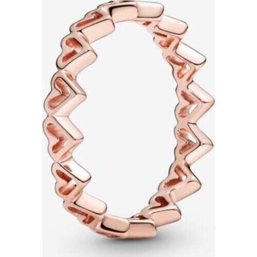 100% 925 Sterling Silver Rings for Women Rose Freehand Hearts Ring Stackable Silver Wedding Jewelry bague femme