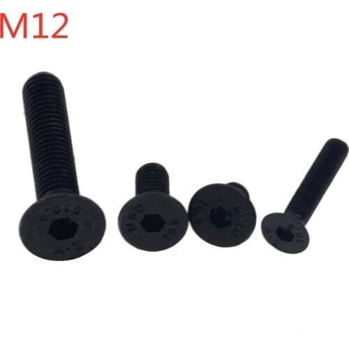 1PCS M12x20-100 25 30 35 Hexagon Socket Flat Countersunk Head Screw Carbon Steel Hex Socket Bolts Machine Screw DIN7991 M12*20
