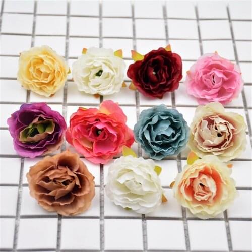 10Pcs 3.5cm Silk Peony Flower Head Artificial Flowers Blossom Home Wreath DIY Craft Wedding Party Decoration