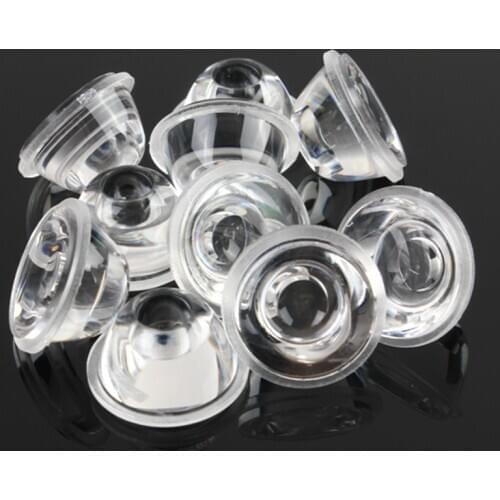 10pcs/Set 20mm 10/30/60/90/120 Degree Optical Glass LED Lens Reflector Collimator For 1W 3W 5W LED Light Lamp Bulb E27 MR16 GU10