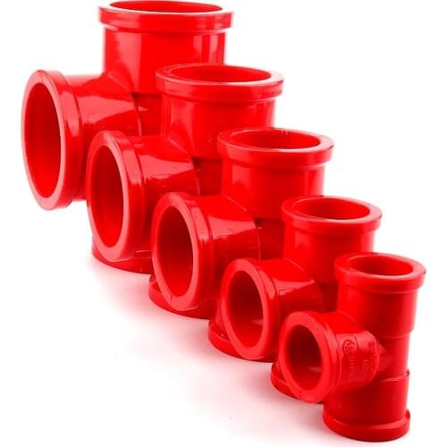 10pcs 20-50mm Red PVC Equal 3 Way Connector Garden Irrigation Tee Joints T-type Tube Adapter Fittings Water Pipe Connector