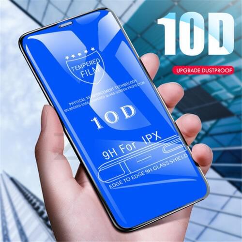 10D Protective Glass For iPhone X 7 8 Plus 10 D Edge Tempered Glass on for iPhone 7 8 X Glas Case IX I7 Screen Protector Film