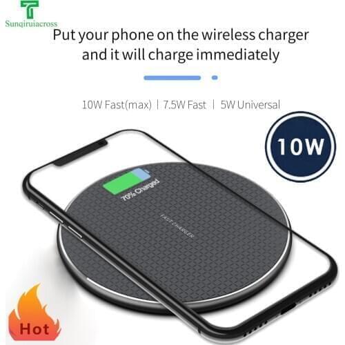 2021 беспроводная зарядка Ultra Slim Universal Round 10W Fast Wireless Charger Pad For Phone 12 Смартфоны