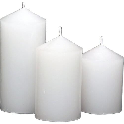 3 Pieces White Cylinder Candle with Powder Scented Accessory Decoration Holder Wick Stylish Design Candles