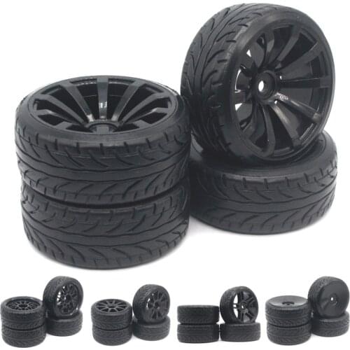 4Pcs RC 1:10 Drift Car Plastic Wheel Rim &Tyre tires For HSP 94123/94122/94103/D4/D3 Black tire