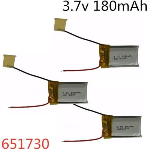 3Pcs 3.7V 180mAh 651730 Lipo Battery For Syma S107G S109G S111G MJXRC X900 X901 Remote Control Helicopter 3.7 V 180 mAh Battery