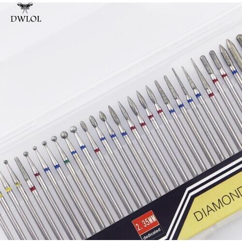 30pcs Steel 30 Type Diamond Milling Electric Nail Drill Bit Diamond Rotary Cutter for Manicure Nail Tools Accessory Tools