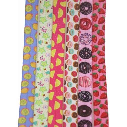 DHK 5/8'' 50yards cupcake fruits donuts printed Fold Elastic FOE stretch ribbon hairbow headwear headband DIY OEM S1342