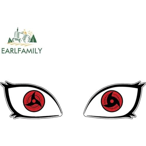 EARLFAMILY 13cm x 3.4cm for Sharingan Logo Anime Car Stickers Sunscreen Decal Waterproof Air Conditioner Motocycle Decoration