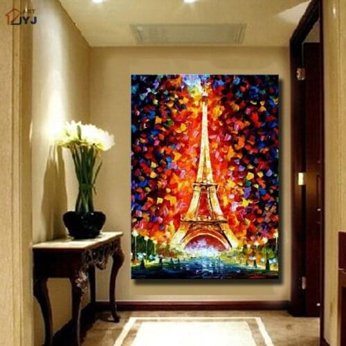 The Eiffel Tower Canvas Wall Art Picture Textured Handpainted Modern Abstract Oil Painting Home Decoration Gift No Frame H039