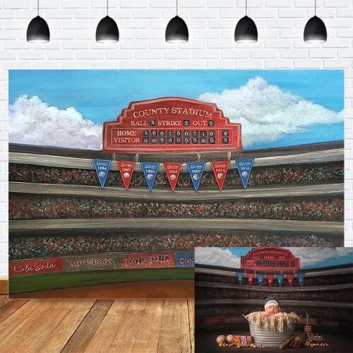 Newborn Baby Shower Backdrop Sports Stadium Themed Baby Birthday Photo Background Children Portrait Photographic Photocall