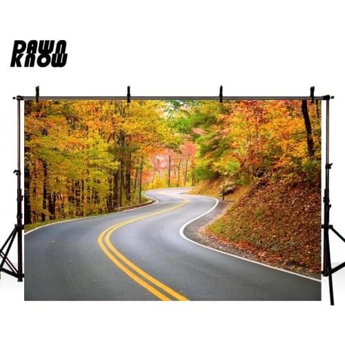 DAWNKNOW Road Photography Background Autumn Forest Photo Shoot Backdrops Children Wedding Photocall Photo Studio lv2675