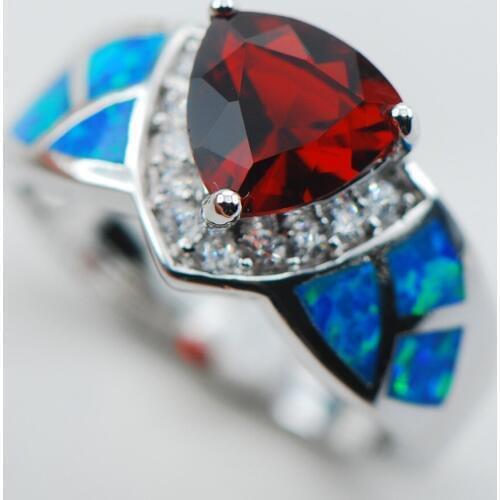 Garnet Blue Opal 925 Sterling Silver Ring Size 6 7 8 9 10 R1330