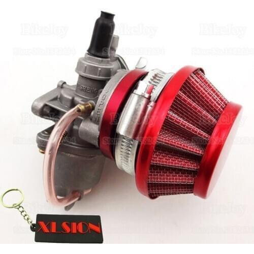 Carb Carby Carburetor + 44mm Air Filter + CNC Aluminum Adapter Stack Red 47cc 49cc Mini Moto Dirt Pocket Bike ATV Quad Minimoto