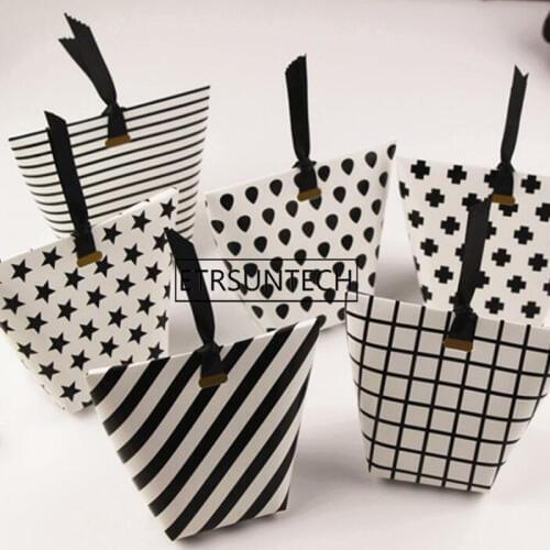 500pcs Creative Stripe Star Drop Pattern Paper Gift Bag Treat Box Candy Carrier Present Boxes Kids Gift Party Decoration