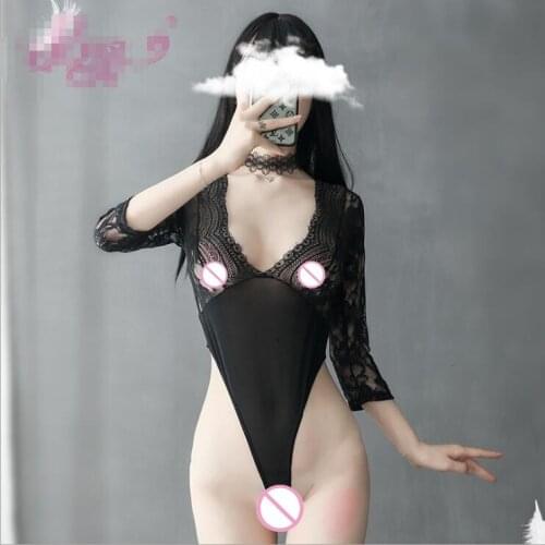 Lace High fork bodysuit tights sexy lingerie nightclub clothing