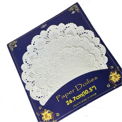 36pcs/pack Mixed 6.5 8.5 10.5 inch White Round Lace Flower Paper Doilies Placemat Crafts for Wedding Party Decoration Supplies