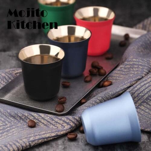 Espresso Mugs 80ml 160ml Set of 2 ,Stainless Steel Cups Set, Insulated Tea Coffee Double Wall Dishwasher Safe