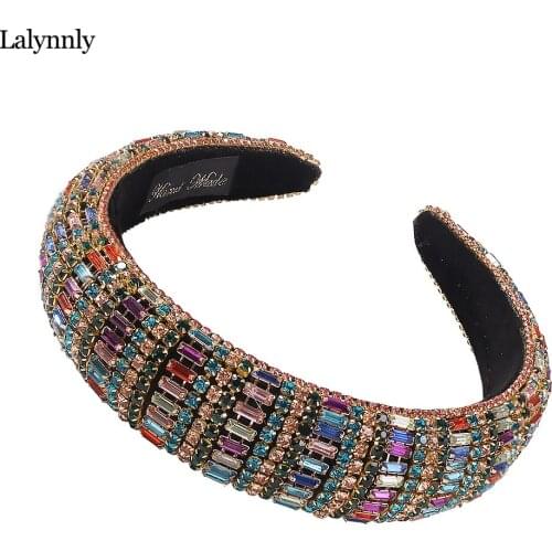 Lalynnly Padded Headbands For Women 2020 New Crystal Hairbands Rhinestone Head Band Bezel Baroque Luxury Hair Accessoires F2274