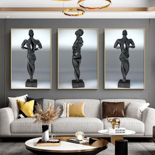 Metal Figure Statue Murals Canvas Paintings Wall Art Abstract Posters and Prints Pictures Interior Decorative Paintings for Home