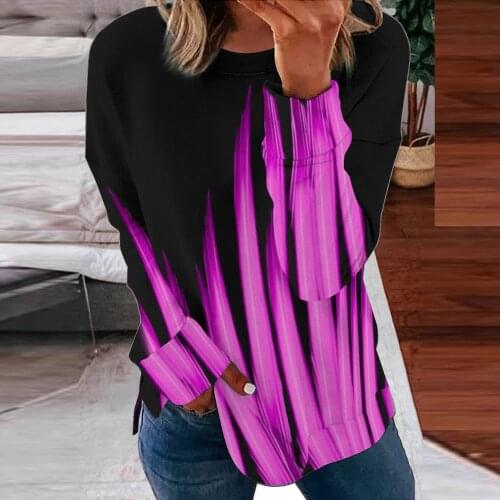 Fashion Color Contrast Blouses Womans Autumn Basic Shirts Casual Long Sleeve O Neck Pullover Tops blusas mujer блузка женская