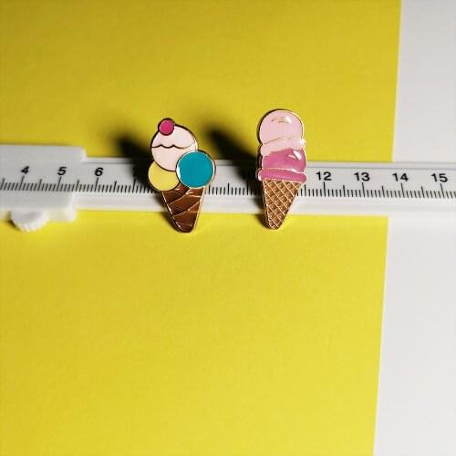 Ice cream Cartoon Sweet Enamel pin Brooch Denim Bag Jackets Lapel Badge Brooches For Women Pins Wholesale
