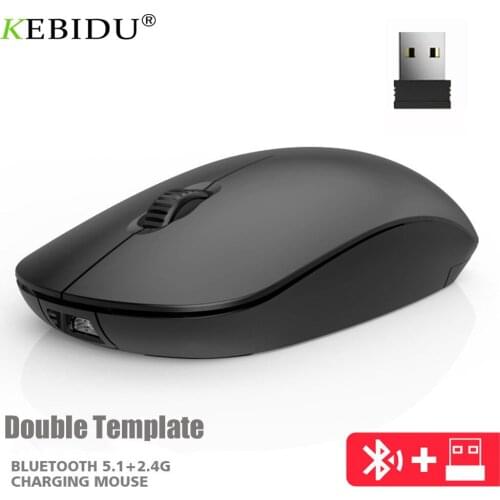 Bluetooth 5.0 Wireless Mouse 2.4GHz 1200DPI Ergonomic Optical Portable Rechargable Mouse USB Receiver Office Game Mice For PC
