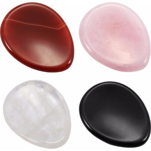 TUMBEELLUWA Natural Crystal Teardrop Thumb Worry Stone Pocket Palm Stone for Anxiety,Healing Reiki Chakra