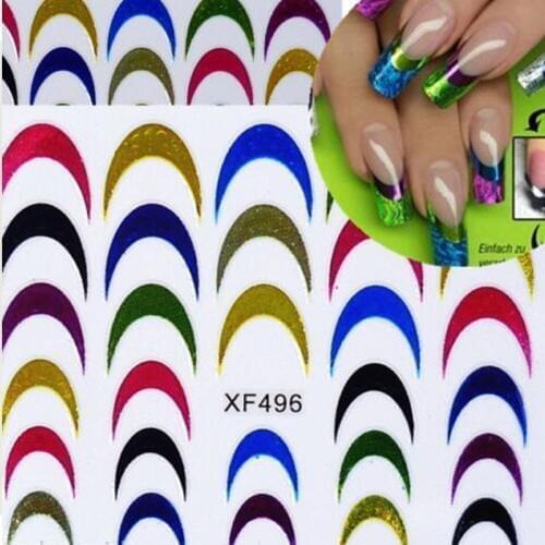 Neon Nail Art Decal Stickers French Tips Guides Sticker DIY Manicure Tools