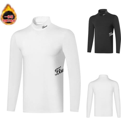 New Golf Clothing Mens Long Sleeve Round Neck Golf Shirt Polo Shirt Outdoor Sports Plush Warm Jacket