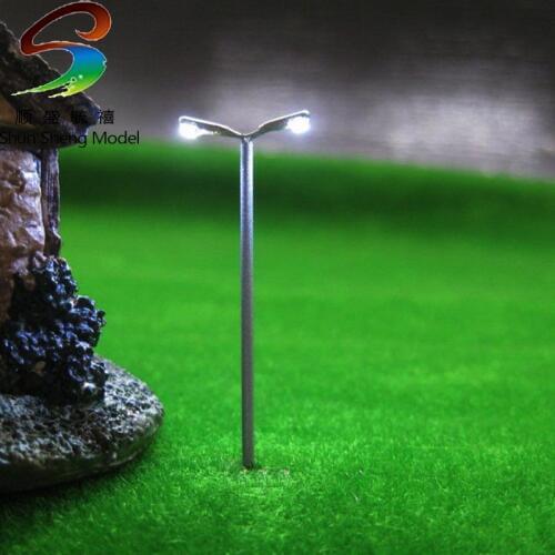 2017 new style 3V LED 1/500 scale Double Head Scale copper miniature led street light for architectural scale model
