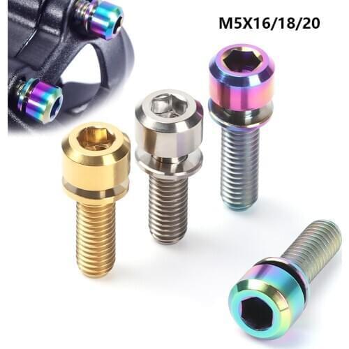 New Colorful Titanium Fixed Bolt With Washer TC4 Stem Fixing Bolts Bicycle Stems Screws Stem Bolt Outdoor MTB Cycling Parts