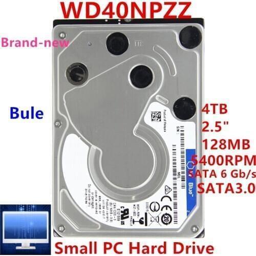 New HDD For WD Brand Blue 4TB 2.5" SATA 6 Gb/s 128MB 5400RPM For Internal Hard Disk For Small PC Hard Drive For WD40NPZZ
