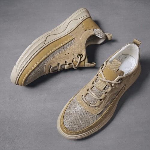 Luxury Microfiber Mens Sneakers Shoes Outdoor Leather Casual Shoes For Men Mesh Breathable Mens Shoes Microfiber Lining Shoes