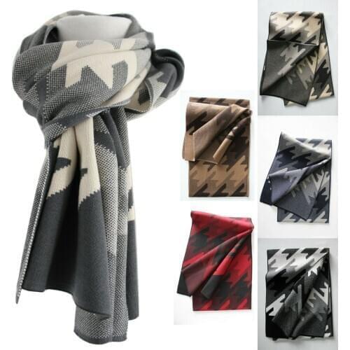 Scarf Men Thick Elastic Warm Winter Thick Abstract Print Soft Top Quality Fashion Chic Style Urban Casual
