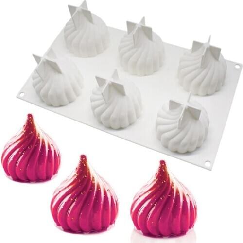 DIY 6 Cavities Onion Shape 3D Silicone Molds For Cake Mousse Pastry Baking Tools Cake Dessert Fondant Chocolate Mould