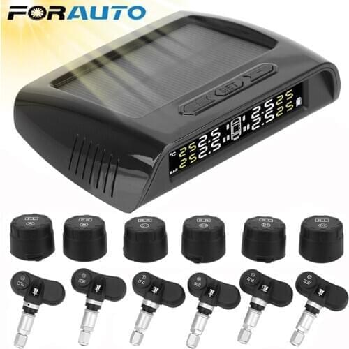 Truck TPMS LCD Wireless Car Tire Pressure 6 Tires Solar Camper Trailer Tire Pressure Monitoring System 6 Sensors