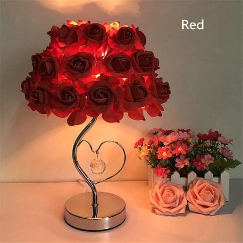 European Style Rose Flower LED Table Lamp Wedding Party Bedroom Bedside Night Light Decoration Gift Holiday Lighting