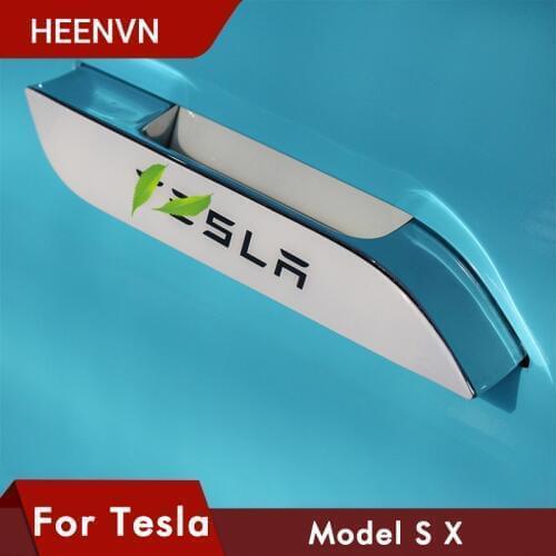 Heenvn ModelS Carbon Fiber Car Door Handle Cover For Tesla Model S Door Protector Sticker Decal Wrap Model X Guard Accessories