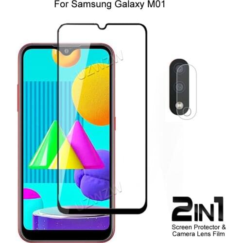 For Samsung Galaxy M01 Front Screen Protector Protective Tempered Glass & Camera Lens Film