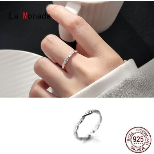 La Monada Twist Silver Ring 925 Korean Adjustable Rings For Women Silver 925 Sterling Jewelry Plain Stylish Rings For Girls